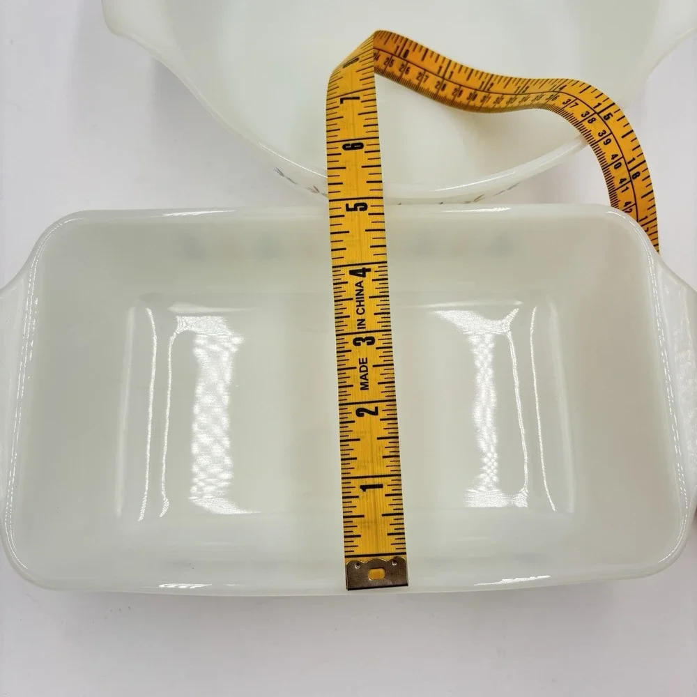 2 VTG Anchor Hocking Fire King Candle Glow 1.5 Qt Casserole 437 & 1 Qt Loaf 441